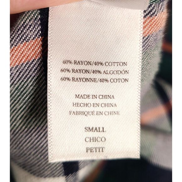 Rails Y2K Plaid Button Down Shirt SMALL Blue Green Flannel Barn Lounge Cowgirl - Picture 6 of 9